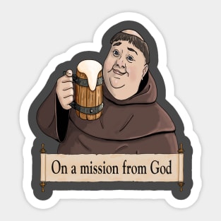 Friar Tuck on a Mission from God to Brew Beer Sticker